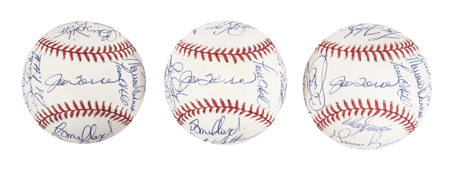 Lot of (3) 1996 New York Yankees World Series Champions Team Signed Baseballs (JSA Auction LOA)